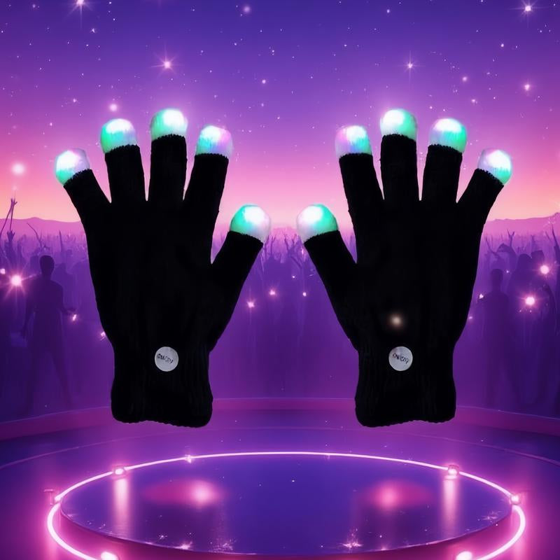 Colors Light Show LED Gloves Rave Light Finger Lighting Flashing Glow Mittens for Boys Girls Adults With