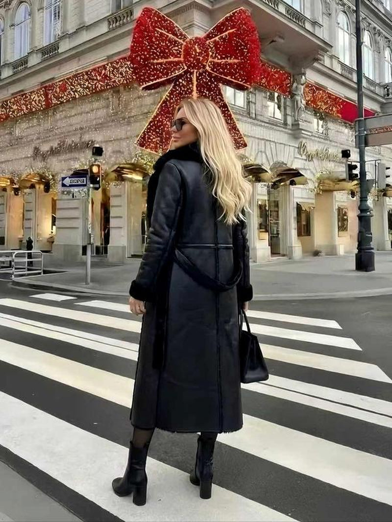 Women'S Faux Fur Coat, Winter Fashion Long Sleeve Jacket, Casual Loose Fit Medium-Length Outerwear, Daily Wear Warm Clothing