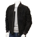 MEN BLACK SUEDE BOMBER JACKET BEEKMAN