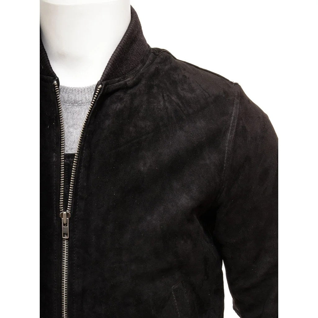 MEN BLACK SUEDE BOMBER JACKET BEEKMAN-3
