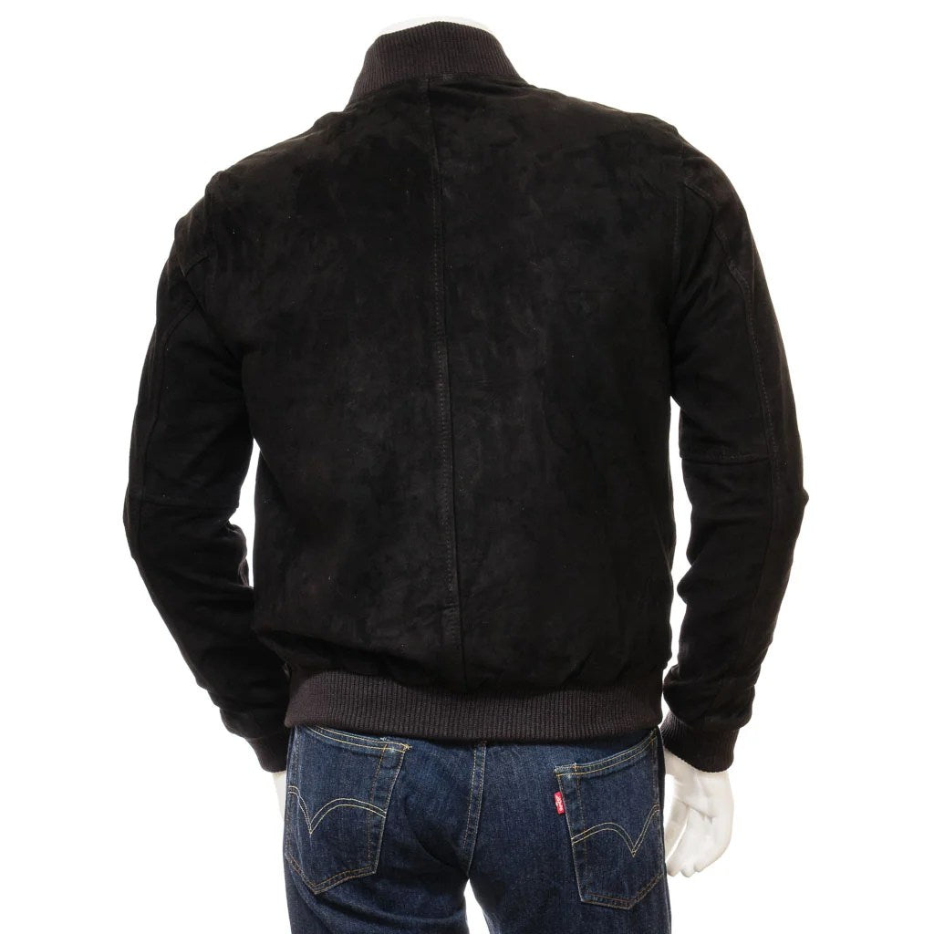 MEN BLACK SUEDE BOMBER JACKET BEEKMAN-2
