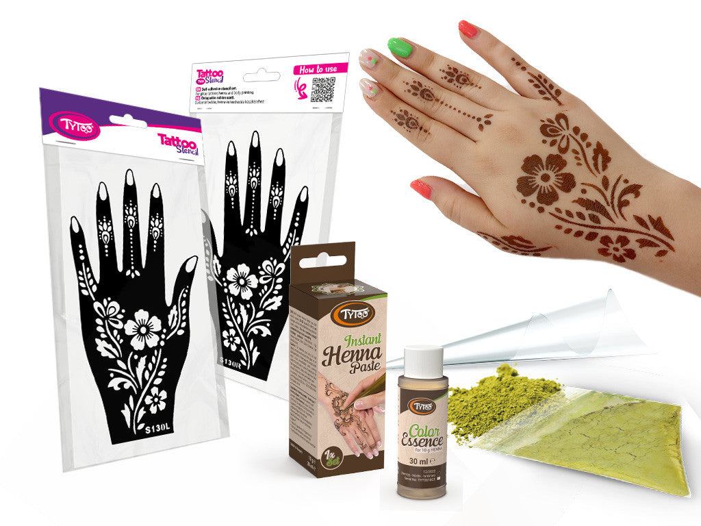 Henna csomag ( paszta + kézdíszítő sablon)