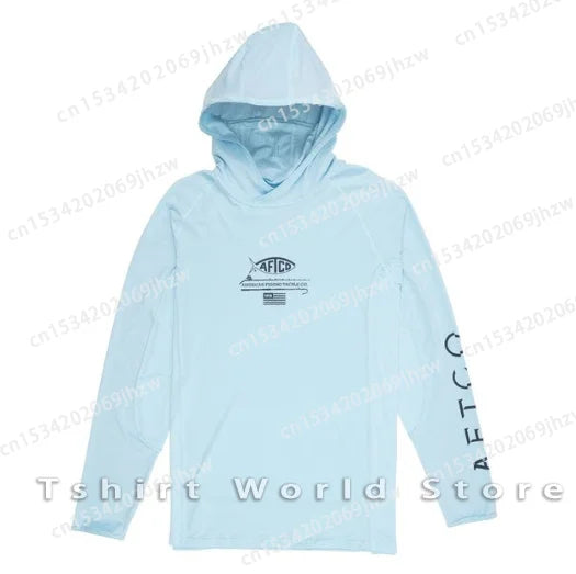 AFTCO Fishing Hoodie Shirt Men Sun UV Protection Fishing Shirt UPF 50 Fishing Clothes Outdoor Summer Long Sleeve Camisa De Pesca