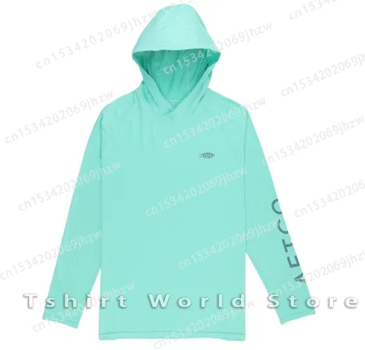 AFTCO Fishing Hoodie Shirt Men Sun UV Protection Fishing Shirt UPF 50 Fishing Clothes Outdoor Summer Long Sleeve Camisa De Pesca