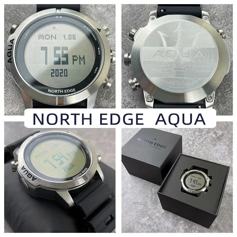 Men Dive Computer Watch Waterproof 100M Smart Digital Free Diving Watches Barometer Compass Temperature Clock