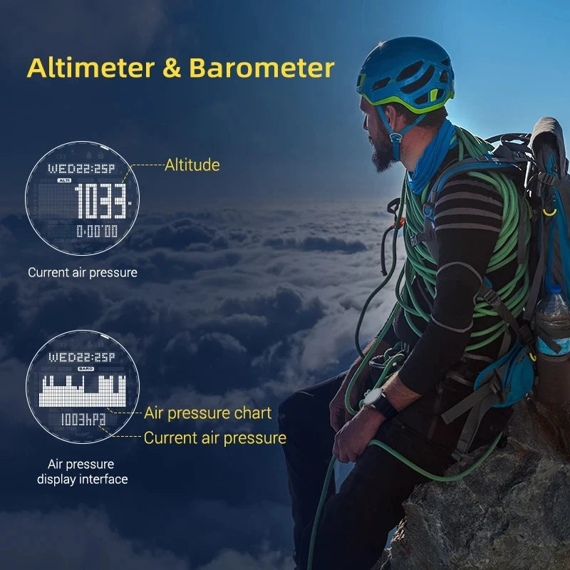 Men Dive Computer Watch Waterproof 100M Smart Digital Free Diving Watches Barometer Compass Temperature Clock