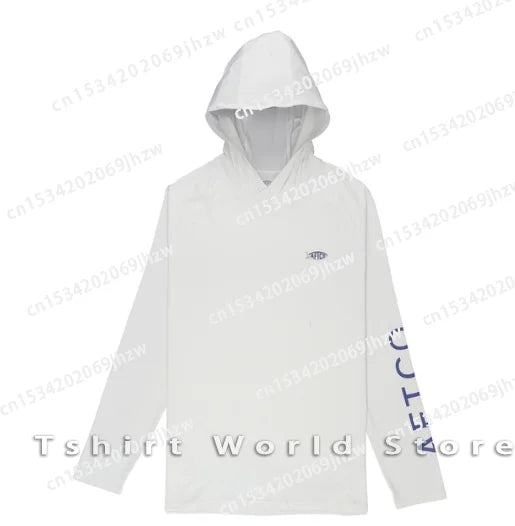 AFTCO Fishing Hoodie Shirt Men Sun UV Protection Fishing Shirt UPF 50 Fishing Clothes Outdoor Summer Long Sleeve Camisa De Pesca