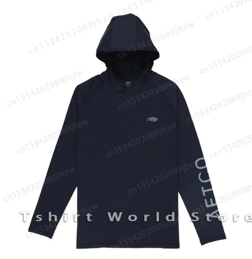 AFTCO Fishing Hoodie Shirt Men Sun UV Protection Fishing Shirt UPF 50 Fishing Clothes Outdoor Summer Long Sleeve Camisa De Pesca