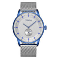 Trnda Men's Stainless Steel Blue Watch, Silver Mesh Band | Trnda-Bl43
