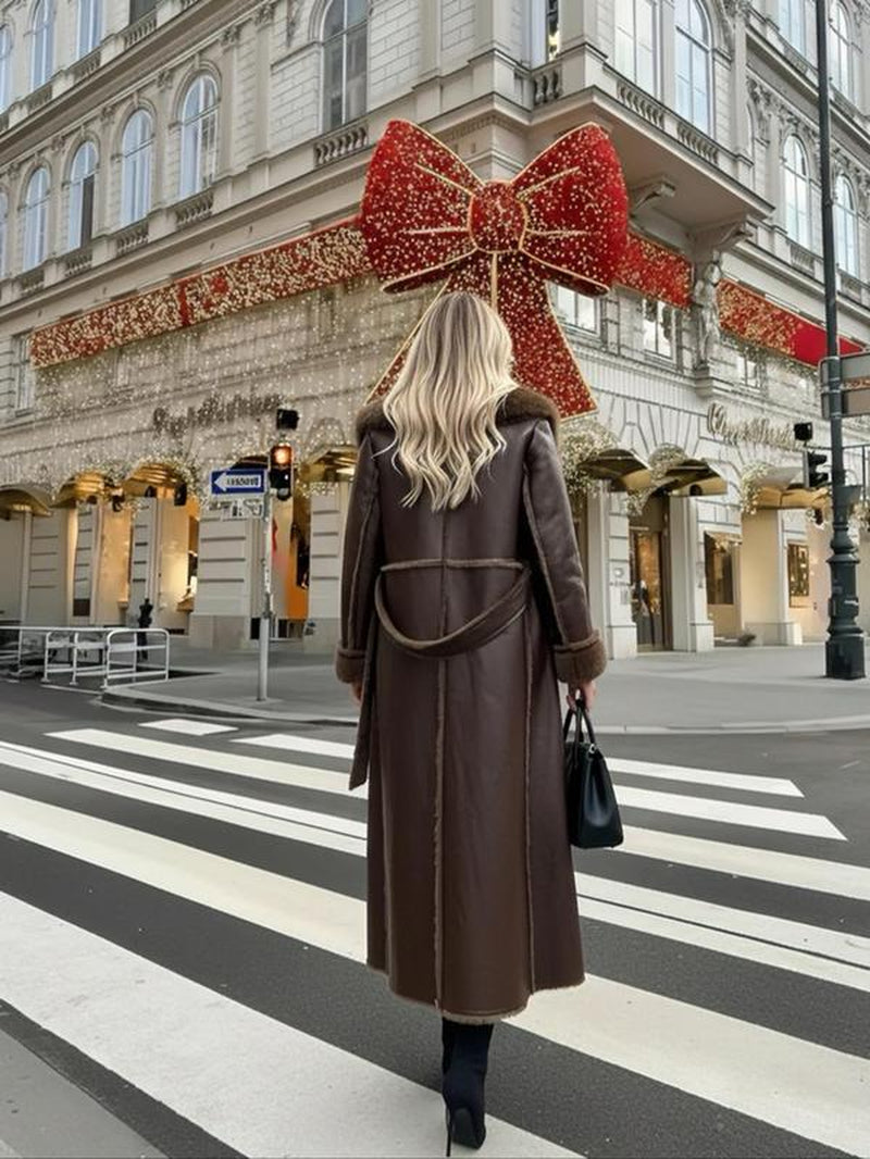 Women'S Faux Fur Coat, Winter Fashion Long Sleeve Jacket, Casual Loose Fit Medium-Length Outerwear, Daily Wear Warm Clothing