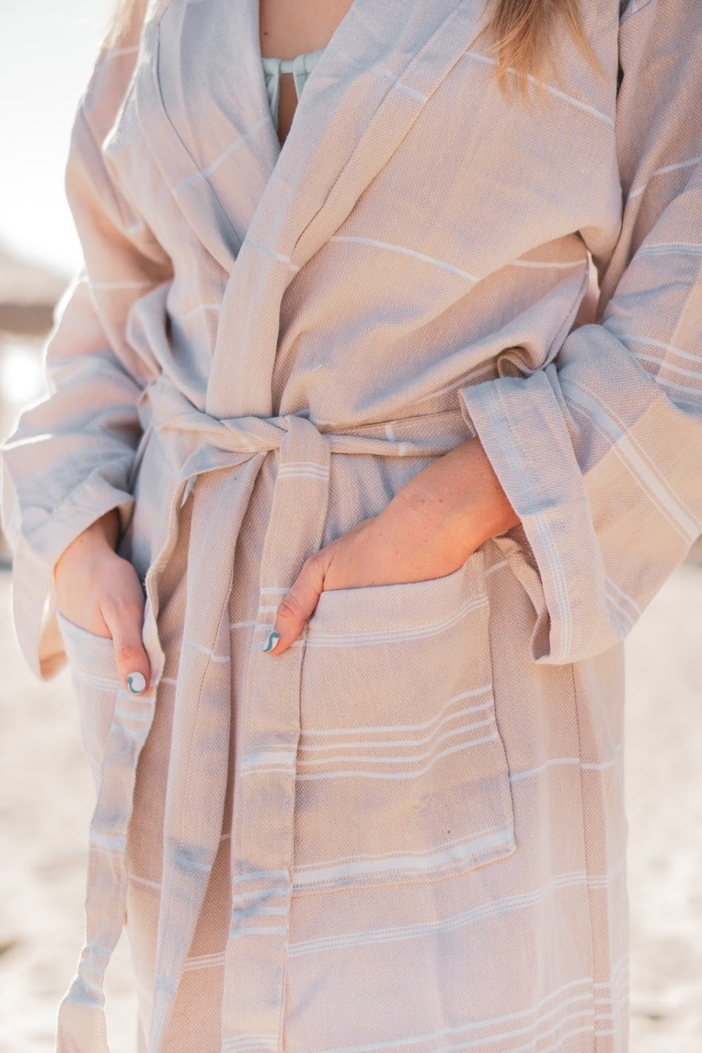 Monaco Turkish Towel Bathrobe – 100% Turkish Cotton Kimono Robe with Deep Pockets & Belt (S/M, L/XL, XXL)