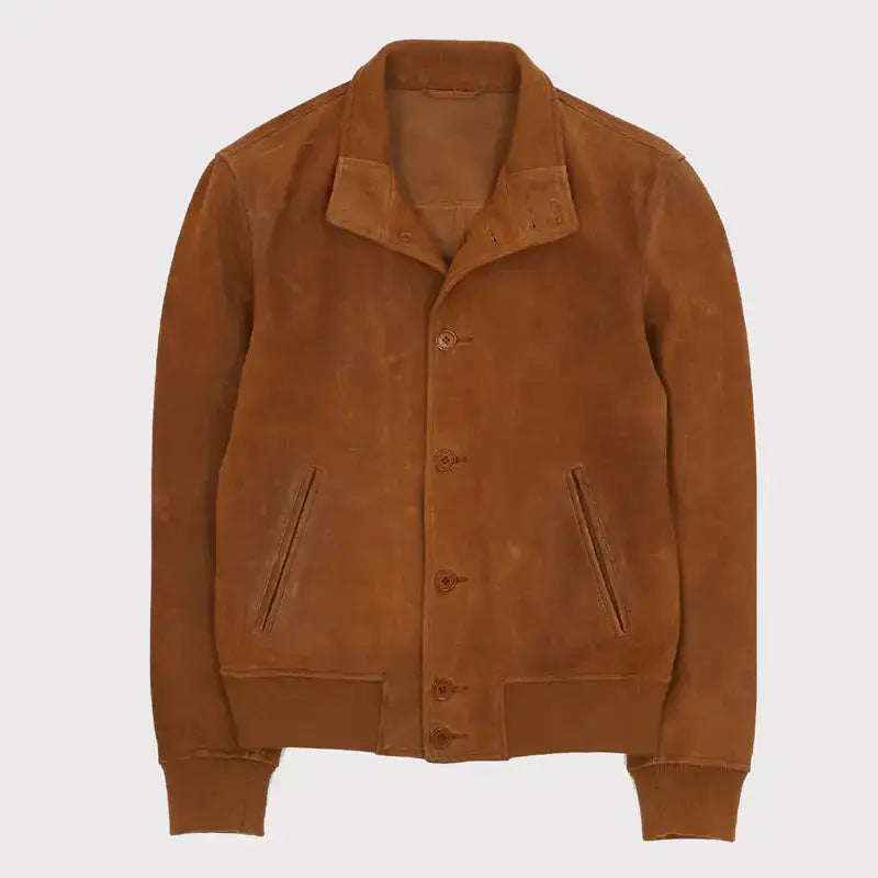 Brown Leather Cowboy Harrington Jacket