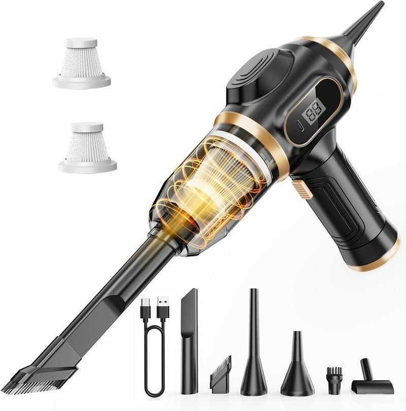 Belibuy V9 Handheld Cordless Car Vacuum Cleaner, 19000PA Powerful, 6-In-1 Portable Vacuum Cleaner with Smart Display, Suitable for Car, Home, Office, Pet Portable High Portable Cordless Cleaning Machine.The Best Gift for Dad. Interior Detailing Kit