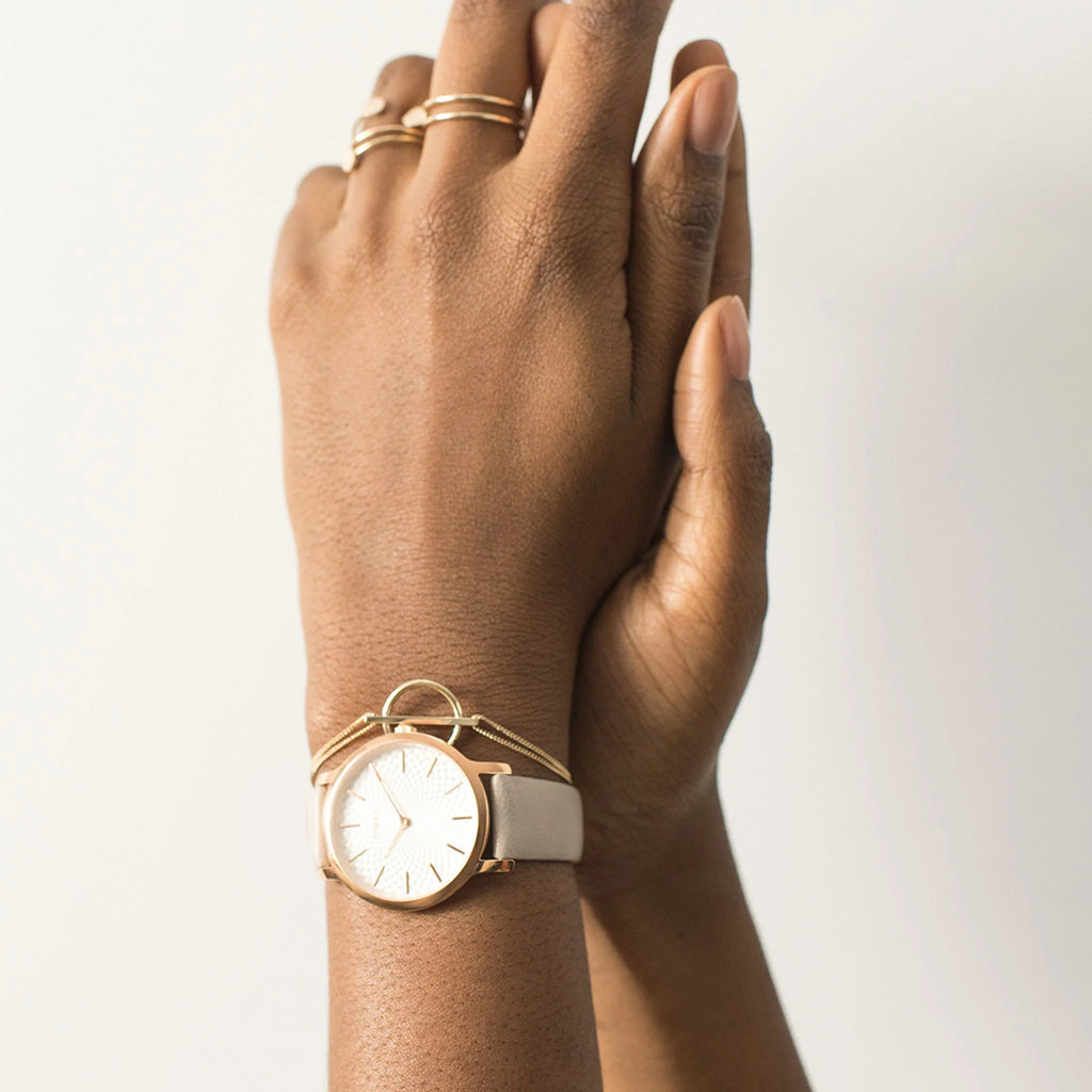 Timex Women's Pink Leather Watch, Silver Dial | tw2r85200